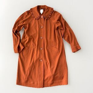 LC Lauren Conrad Rust Lightweight Coat Size M Ruffle Collar Pockets